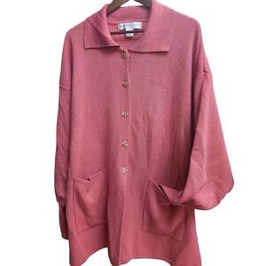 KATHRYN DEEN 26/28 Mauve/pink Button Up Cardigan Loose Soft...